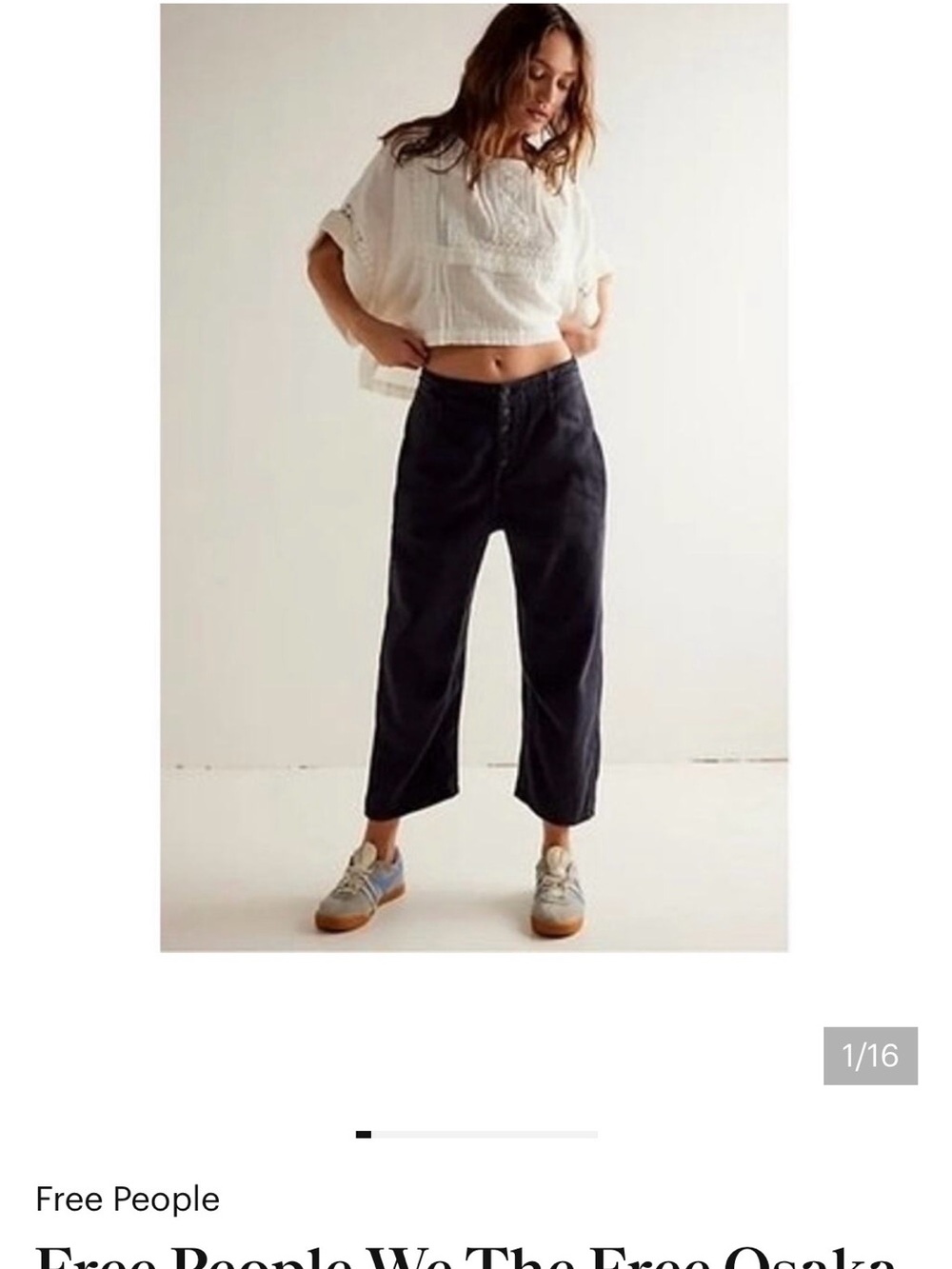 Free People Black Wide-Leg Crop Pants